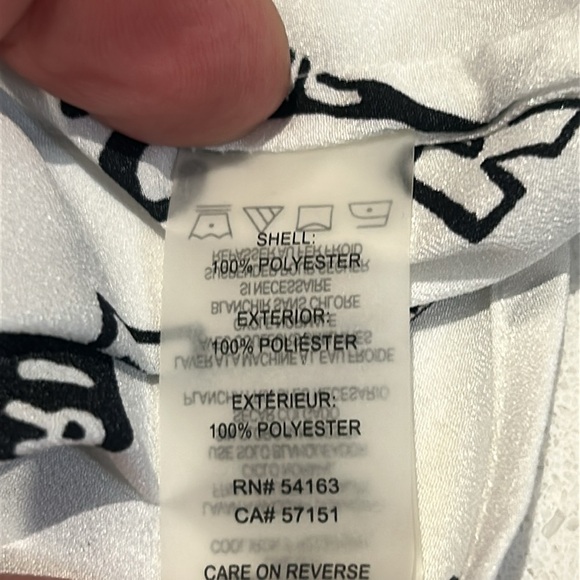 Karl Lagerfeld French Streets Roll Sleeve Button Down Blouse White & Black Sz M - Picture 11 of 17